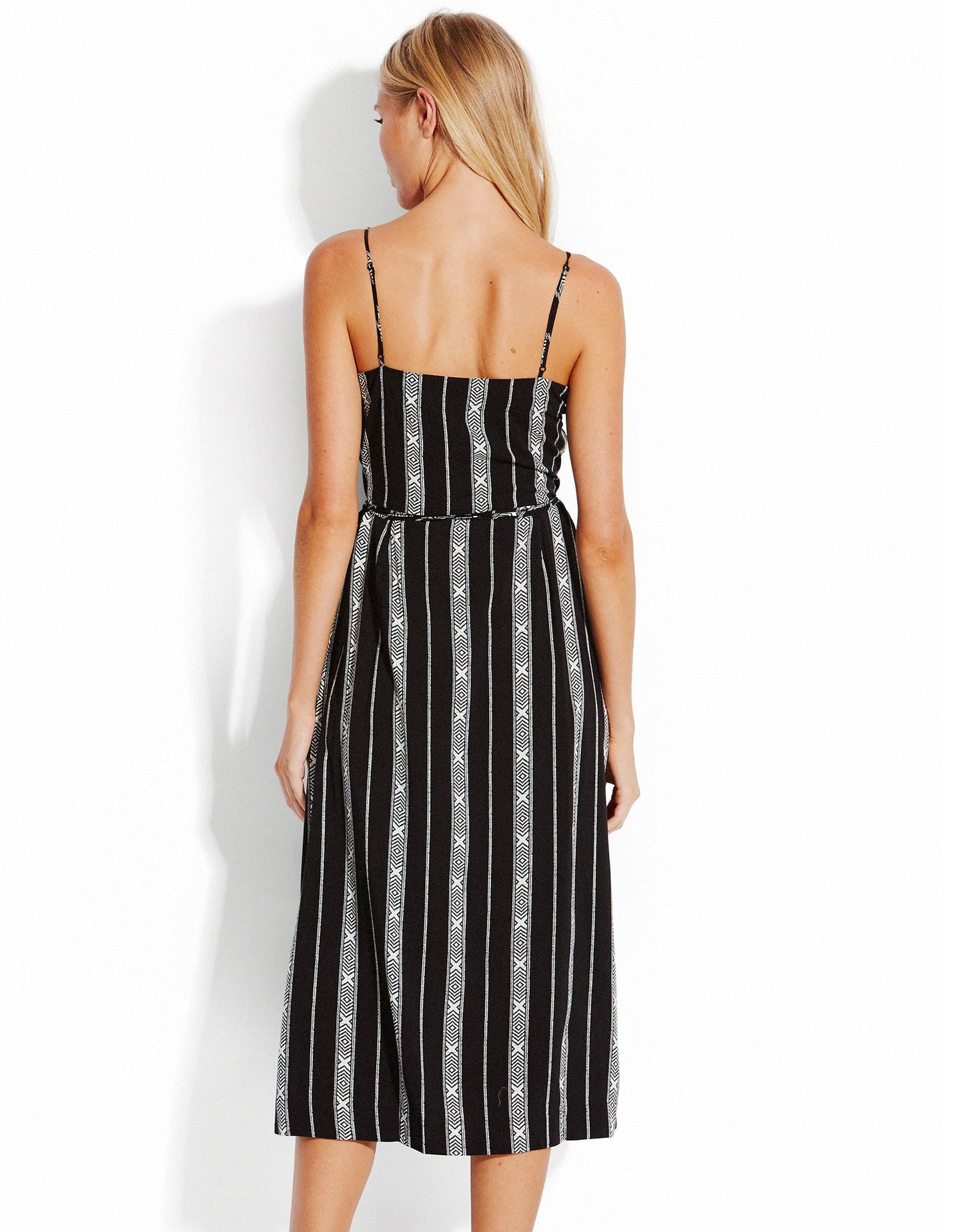 Seafolly Las Palmas Lattice Stripe Wrap Dress - Black