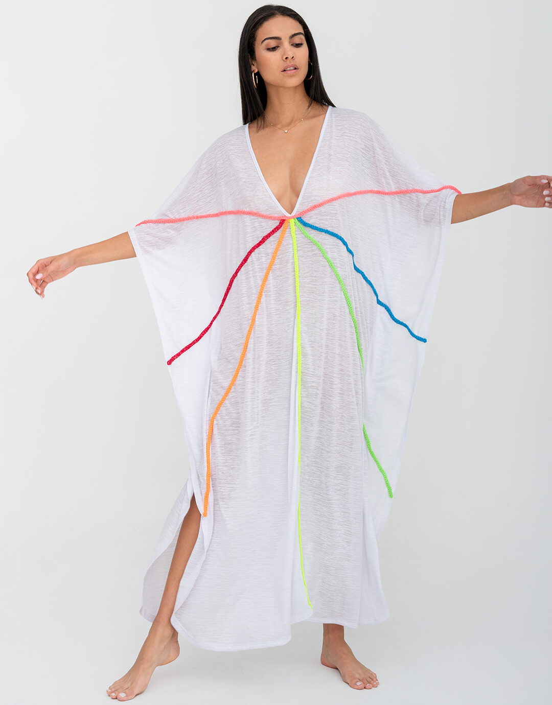 Braided Front Kaftan - White - Simply Beach UK