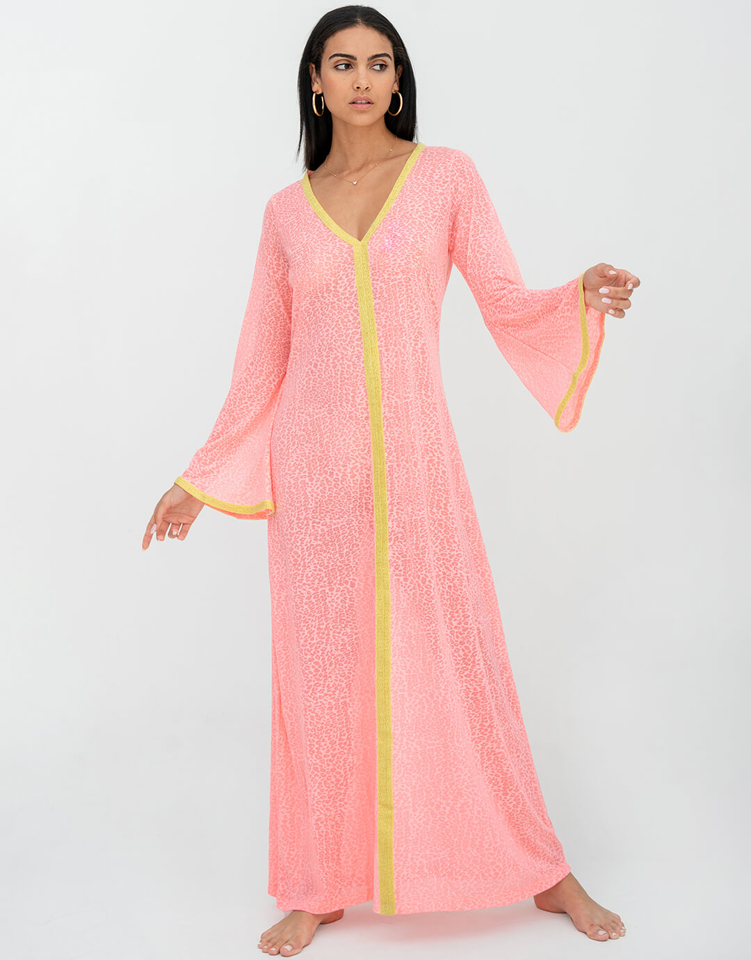 Bell Sleeve Kaftan - Salmon - Simply Beach UK