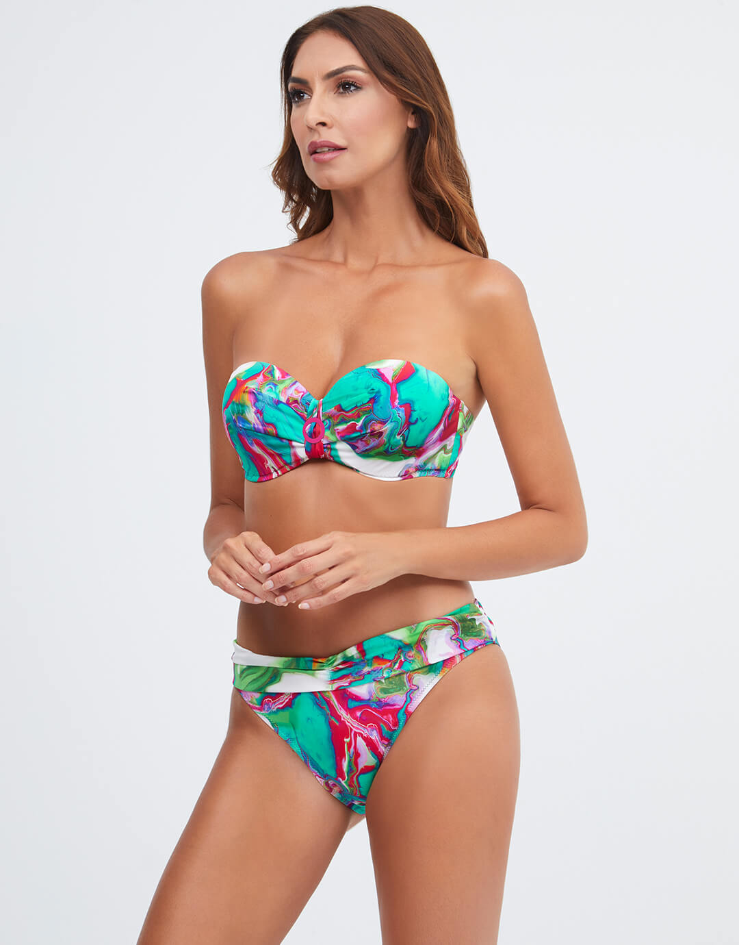 Frida Fold Bikini Pant - Green Marble - Simply Beach UK