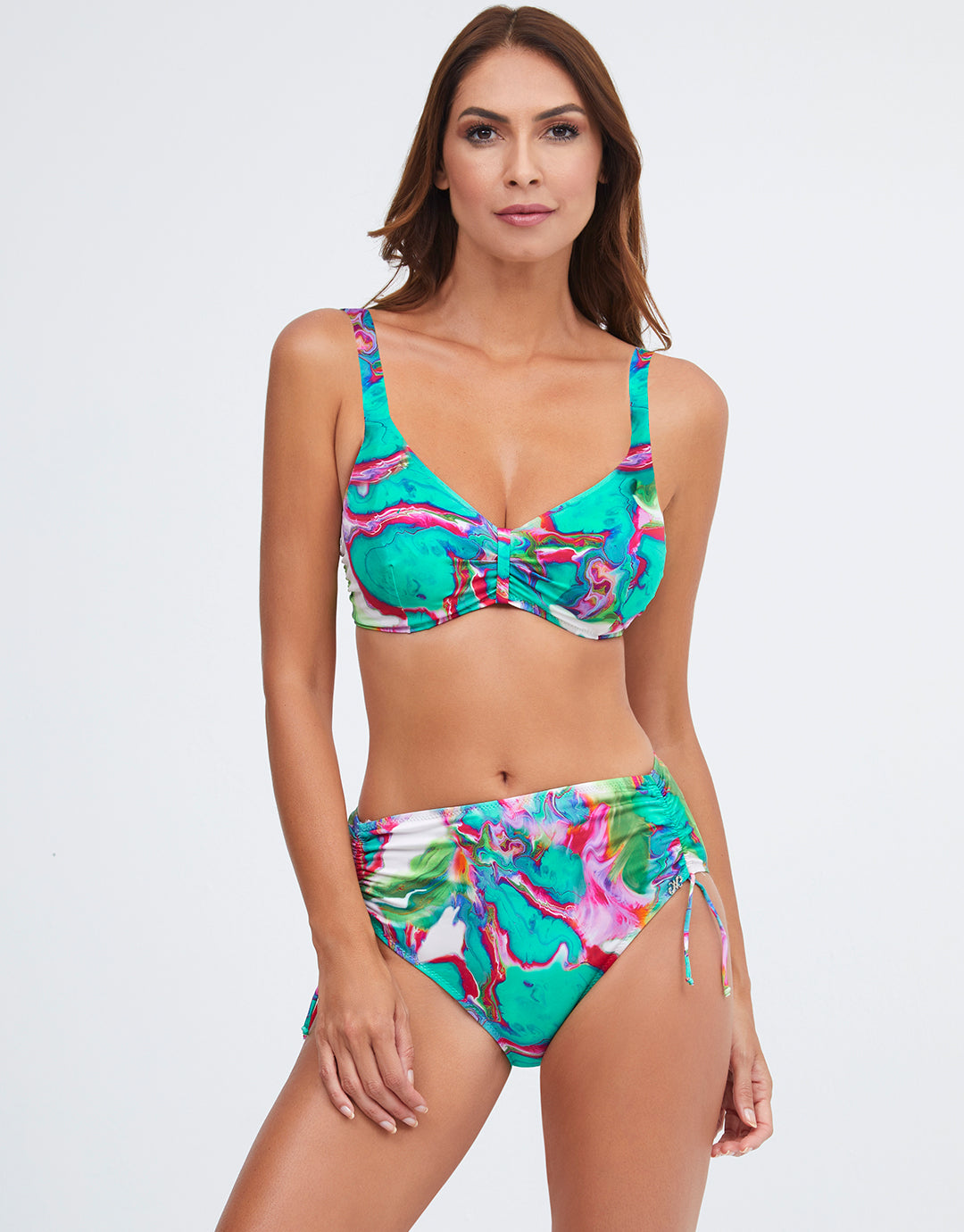 Frida Underwired Bikini Top - Green Marble - Simply Beach UK