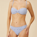 Mykonos Fold Over Bikini Pant - Blue and White - Simply Beach UK