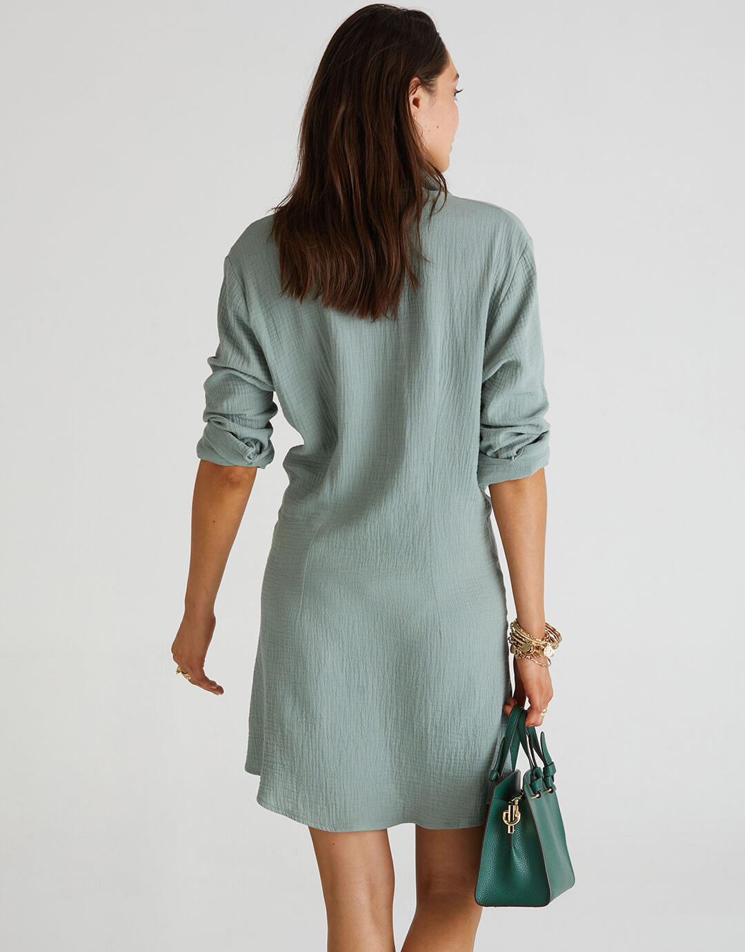 Sage Wrap Front Shirt Dress - Green - Simply Beach UK