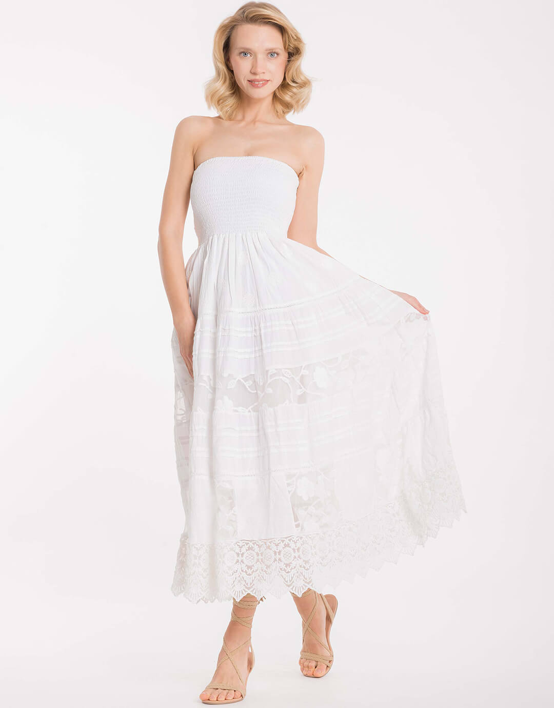 Gaia Bandeau Maxi Dress - White - Simply Beach UK