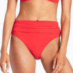 Jetset Fold Down Bikini Pant - Cherry - Simply Beach UK