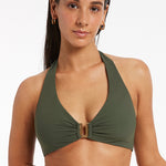 Jetset D DD U Trim Halter Bikini Top - Olive - Simply Beach UK
