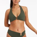 Jetset D DD U Trim Halter Bikini Top - Olive - Simply Beach UK