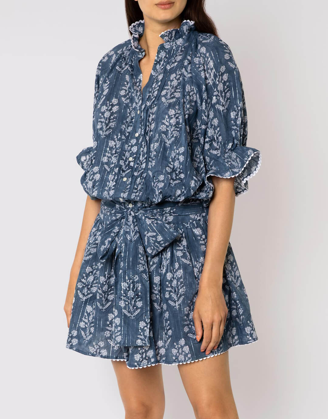 Small Flower Block Print Blouson Dress - Midnight - Simply Beach UK