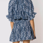 Small Flower Block Print Blouson Dress - Midnight - Simply Beach UK