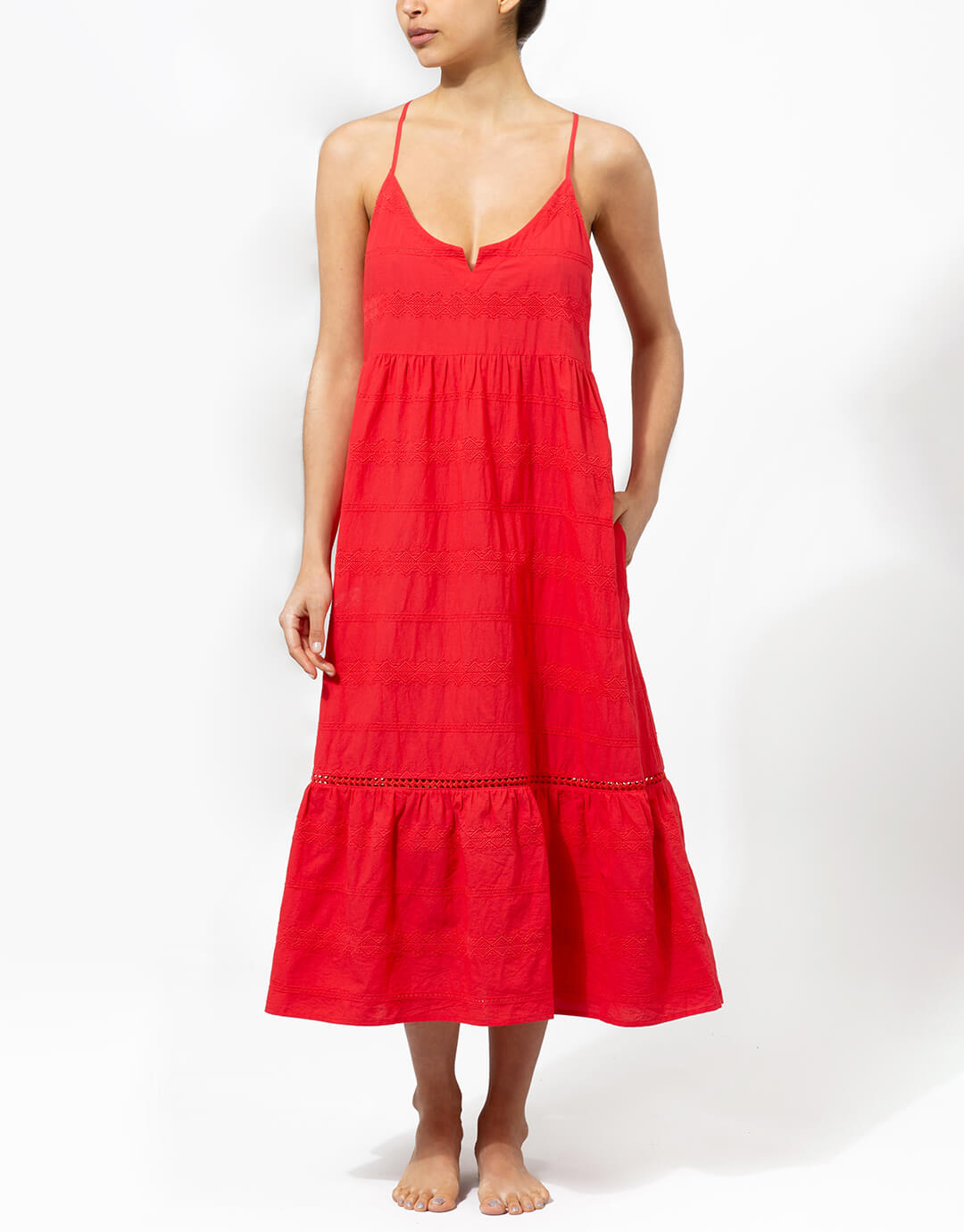 Numana Scoop Neck Dress - Red - Simply Beach UK