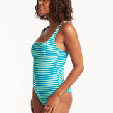 Capri Square Neck Swimsuit - Aqua - Simply Beach UK