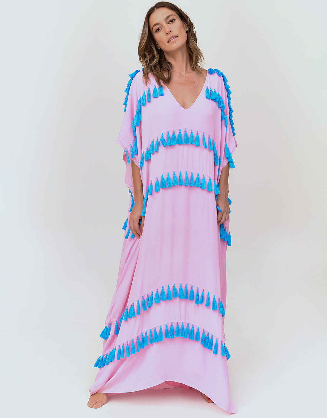 Silky Tassel Kaftan - Candy Pink - Simply Beach UK