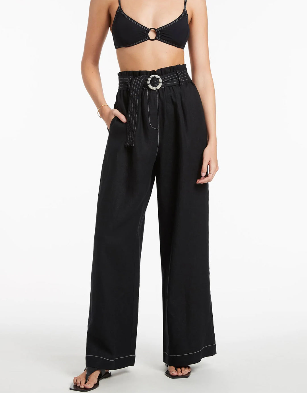 Jetset High Waist Beach Trouser - Black - Simply Beach UK
