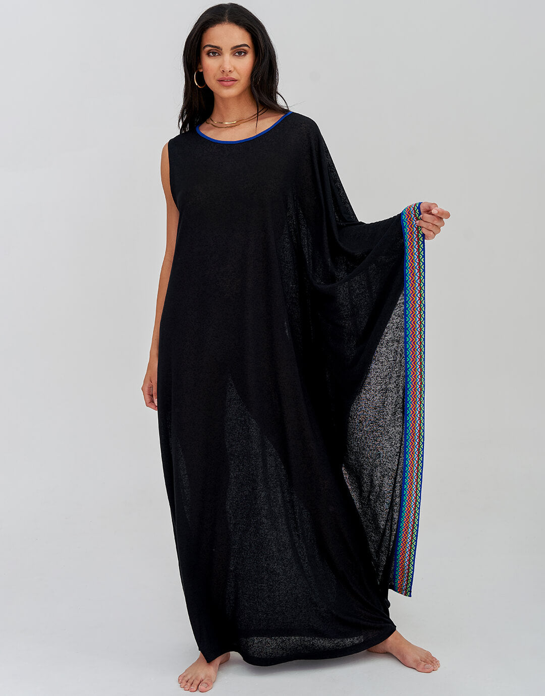 Waterfall Sleeve Dress - Black - Simply Beach UK