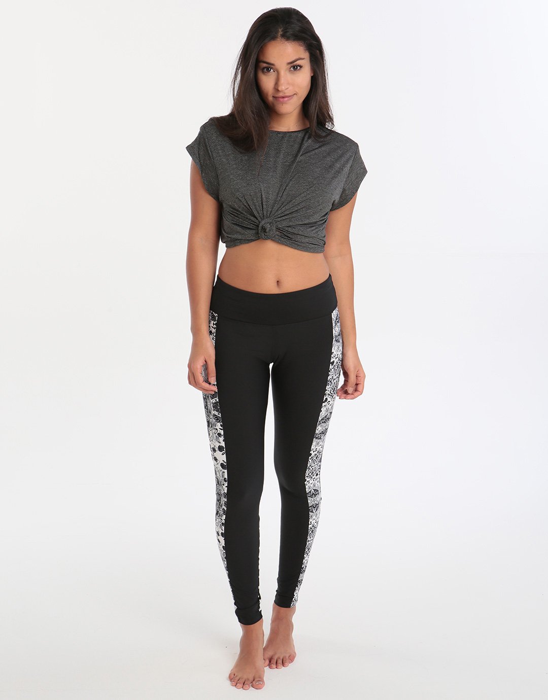 Seafolly Twist Front Crop Tee - Grey Marle