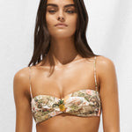 Lush Utopia Twist Bandeau Bikini Top - Botanical Camo - Simply Beach UK