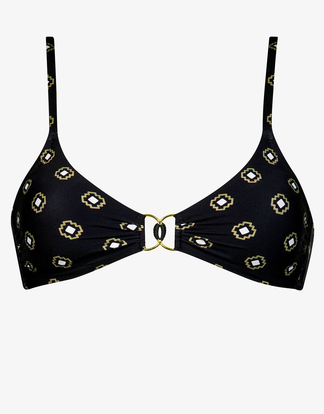 Tiles Craft Bralette Bikini Top - Black Neutrals - Simply Beach UK