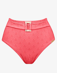 Watercult Island Nostalgia Belted High Waist Bikini Pant - Ocean Coral - Simply Beach UK
