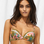 Sunset Florals Underwired Bikini Top - Warm Olive - Simply Beach UK