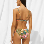 Sunset Florals Underwired Bikini Top - Warm Olive - Simply Beach UK