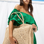 Ruffle Shoulder Maxi Dress - Green Flare - Simply Beach UK