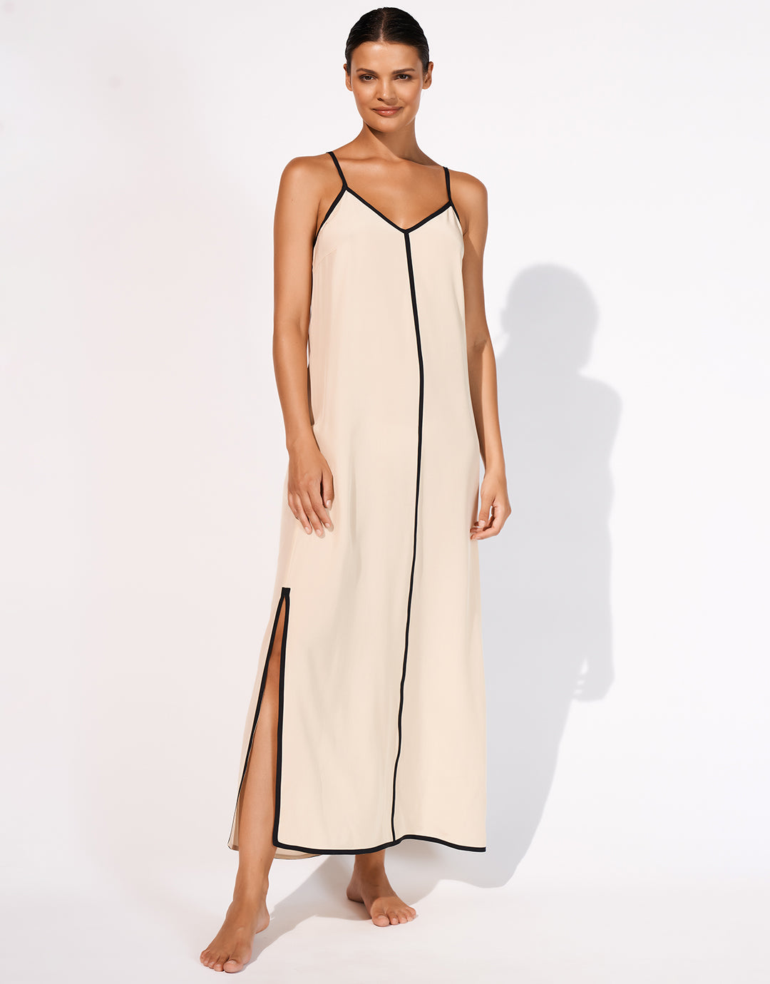 Stratum Silk Maxi Dress - Sand Black - Simply Beach UK