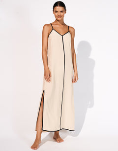 Maryan Mehlhorn Stratum Silk Maxi Dress - Sand Black - Simply Beach UK