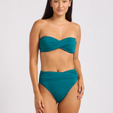 Collective High Waist Wrap Front Bikini Pant - Deep Teal