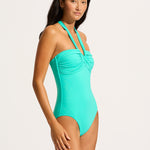 Collective Halter Bandeau Swimsuit - Aquatic Blue - Simply Beach UK