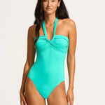 Collective Halter Bandeau Swimsuit - Aquatic Blue - Simply Beach UK