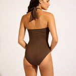 Collective Halter Bandeau Swimsuit - Dark Chocolate - Simply Beach UK