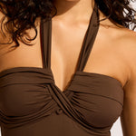 Collective Halter Bandeau Swimsuit - Dark Chocolate - Simply Beach UK