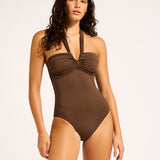 Collective Halter Bandeau Swimsuit - Dark Chocolate - Simply Beach UK