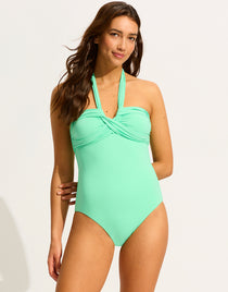 Collective Halter Bandeau Swimsuit - Mint - Simply Beach UK