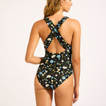 Modern Romance Cross Back Swimsuit - Black - Simply Beach UK
