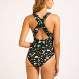 Modern Romance Cross Back Swimsuit - Black - Simply Beach UK