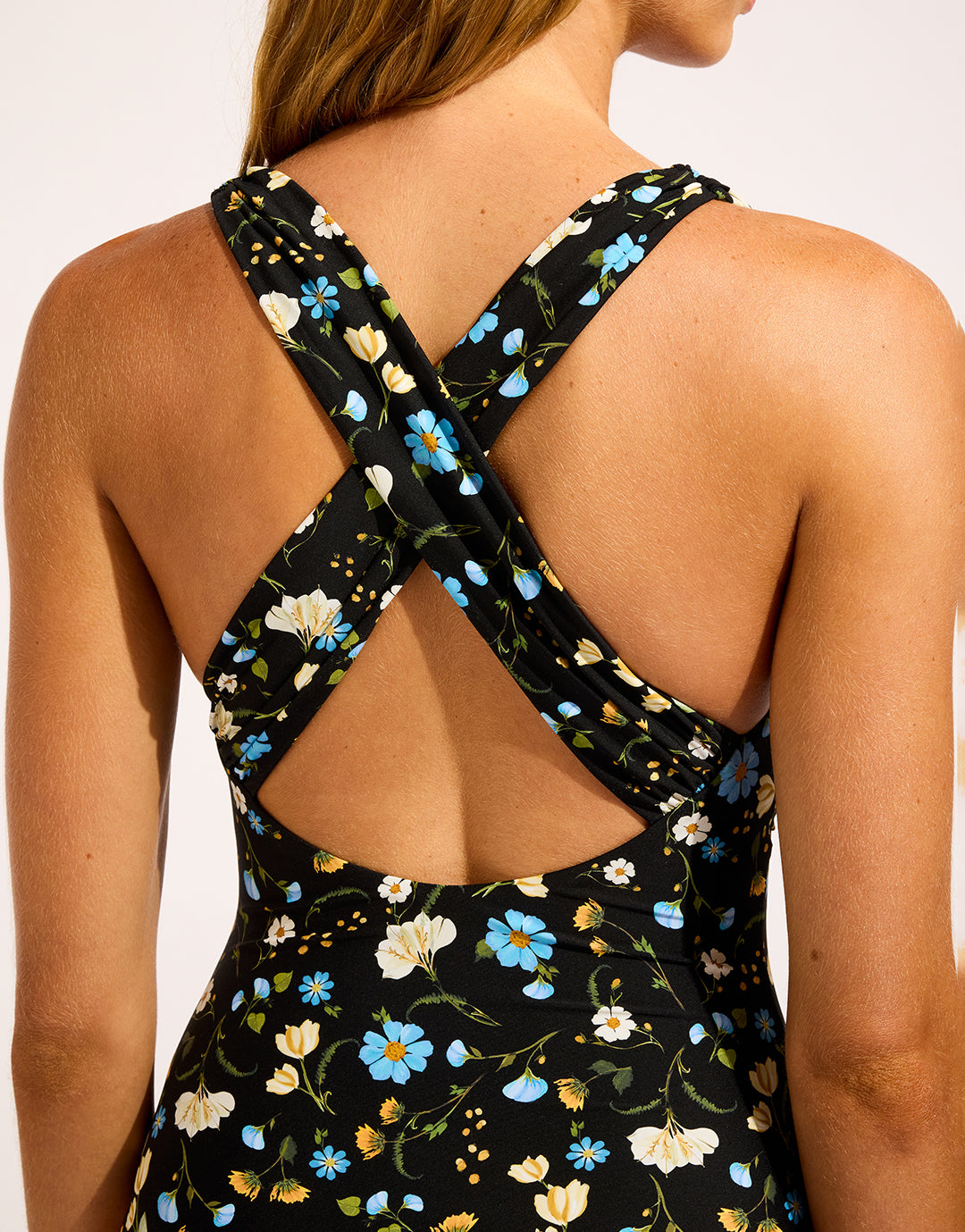 Modern Romance Cross Back Swimsuit - Black - Simply Beach UK