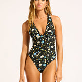 Modern Romance Cross Back Swimsuit - Black - Simply Beach UK