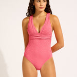 Luna Cross Back Swimsuit - Sunset Coral - Simply Beach UK
