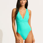 Collective Cross Back Swimsuit - Aquatic Blue - Simply Beach UK