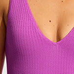 Sea Dive Deep V Neck Swimsuit - Violet - Simply Beach UK