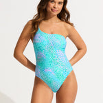 Sea Skin One Shoulder Swimsuit - Vivid Green - Simply Beach UK