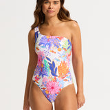 Under the Sea One Shoulder Swimsuit - White - Simply Beach UK