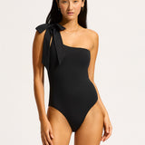 Beau One Shoulder Swimsuit - Black - Simply Beach UK