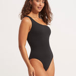 Sea Dive One Shoulder Swimsuit - Black - Simply Beach UK