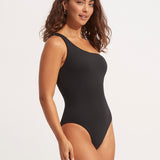 Sea Dive One Shoulder Swimsuit - Black - Simply Beach UK