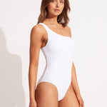 Sea Dive One Shoulder Swimsuit - White - Simply Beach UK