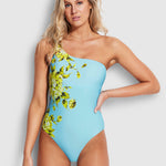 Full Bloom One Shoulder Swimsuit - Sky - Simply Beach UK