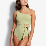 Active One Shoulder Swimsuit - Pear - Simply Beach UK