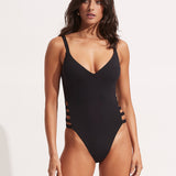 Collective Gathered Strap Swimsuit - Black - Simply Beach UK
